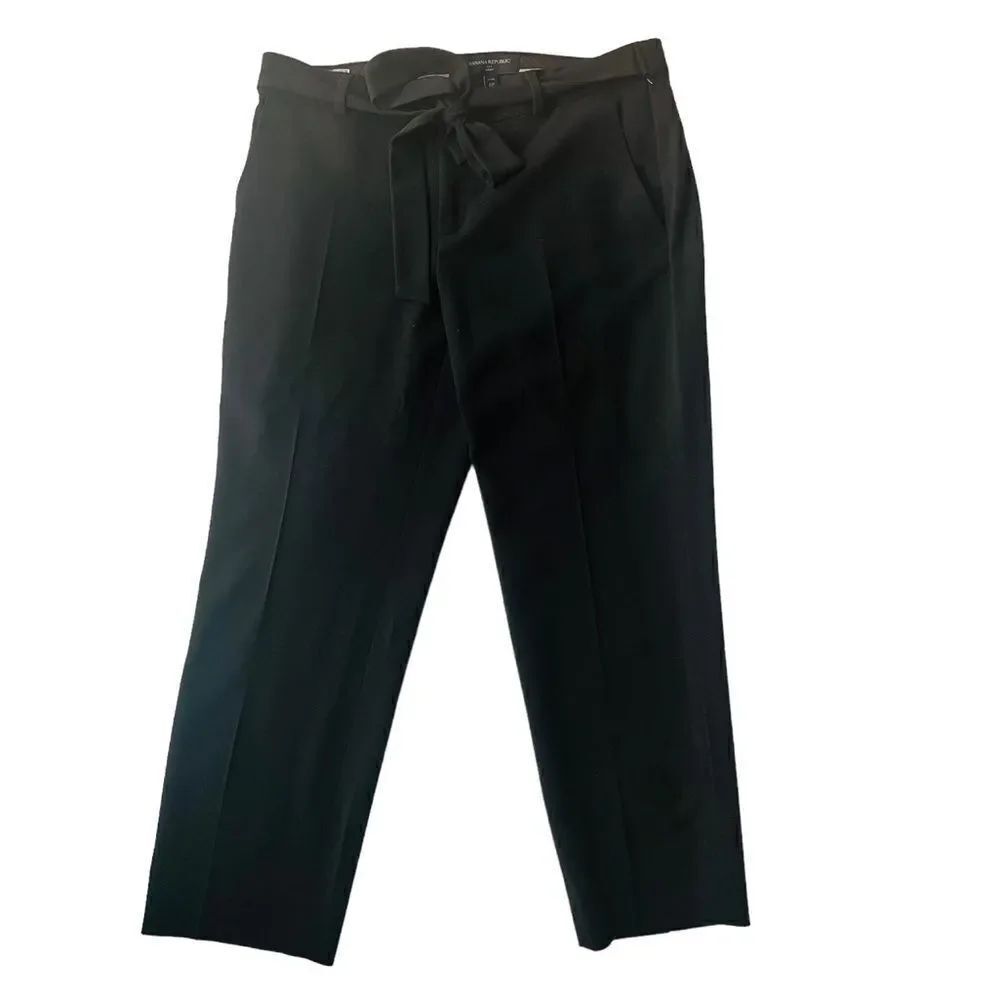 Banana Republic Factory Avery Tie Waist Black Cropped pants sz 8P